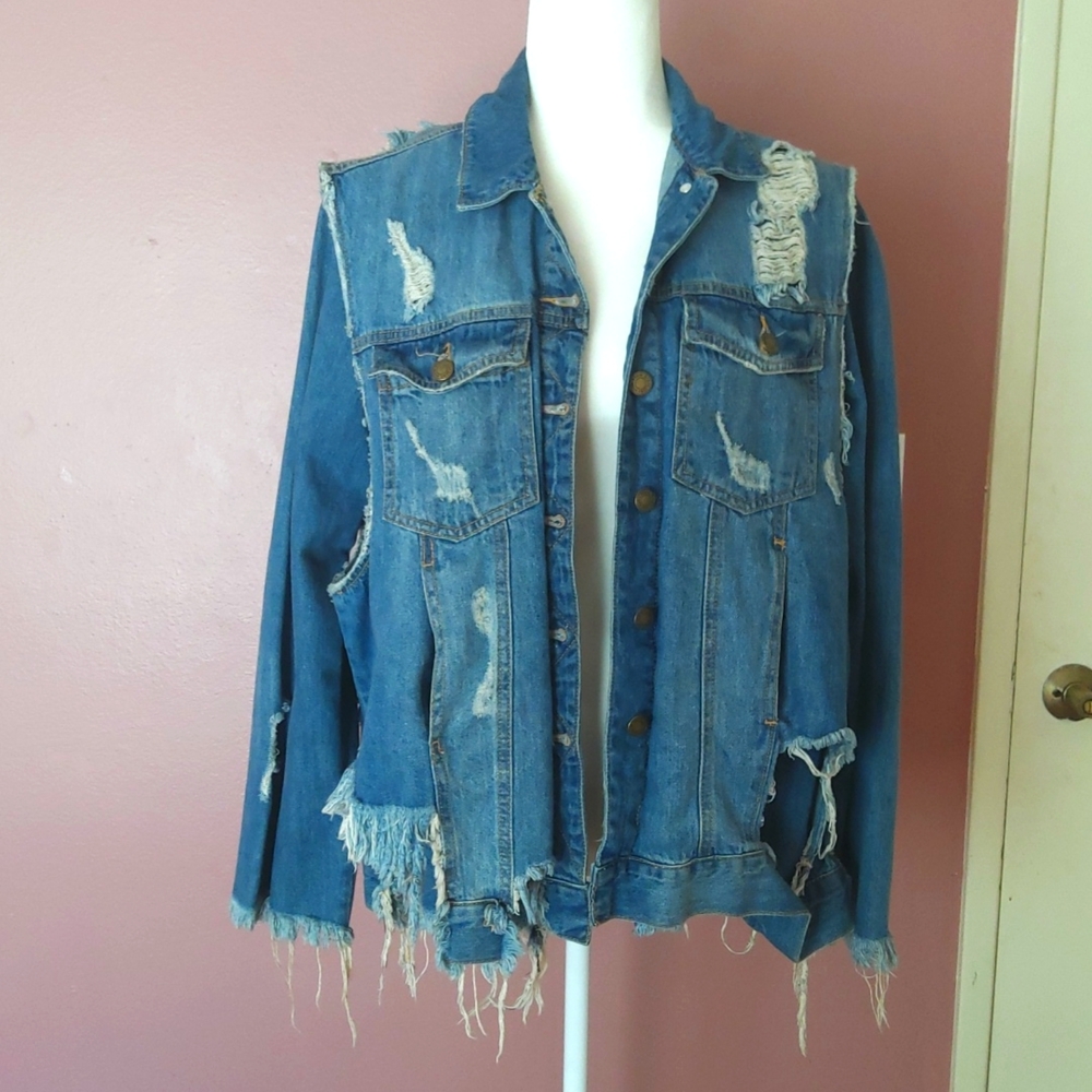 Zara distressed denim jacket